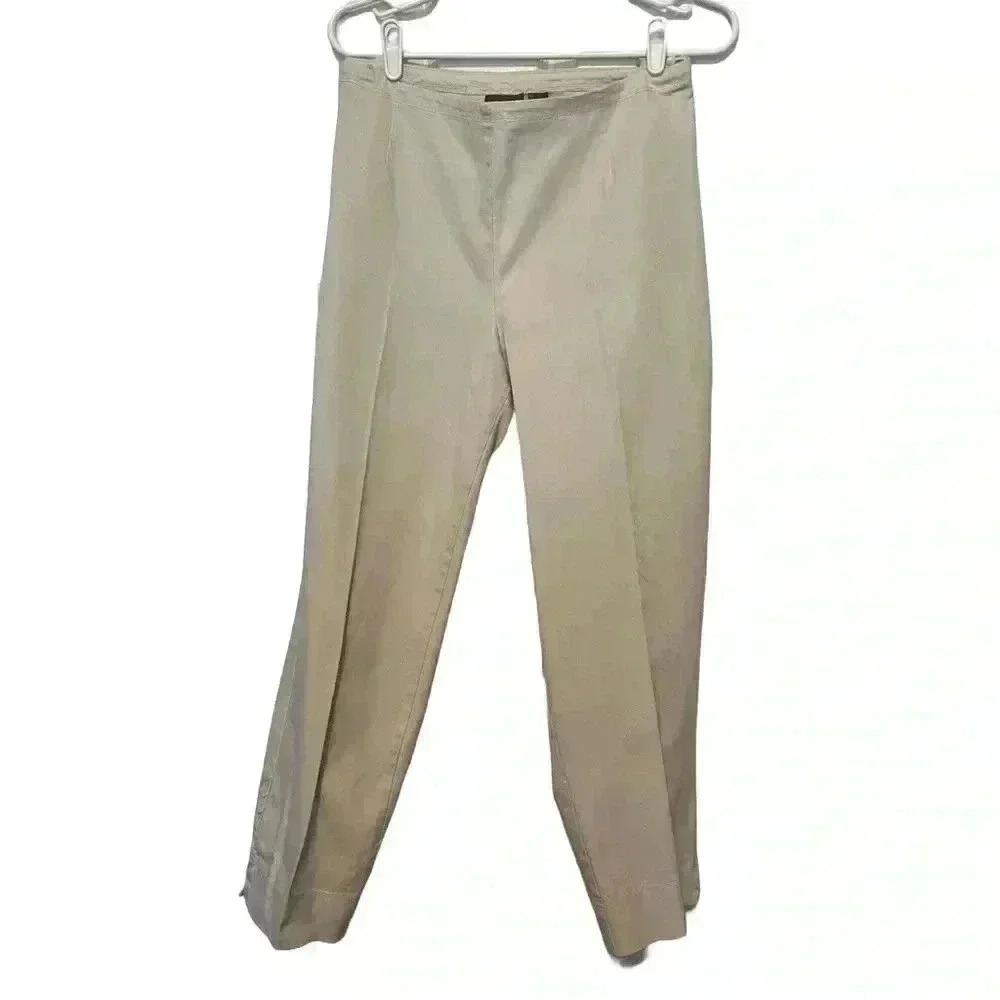 Chico’s khaki Slimming Flat Front Pants - side Zip Women’s  Size 2.5 Ankle